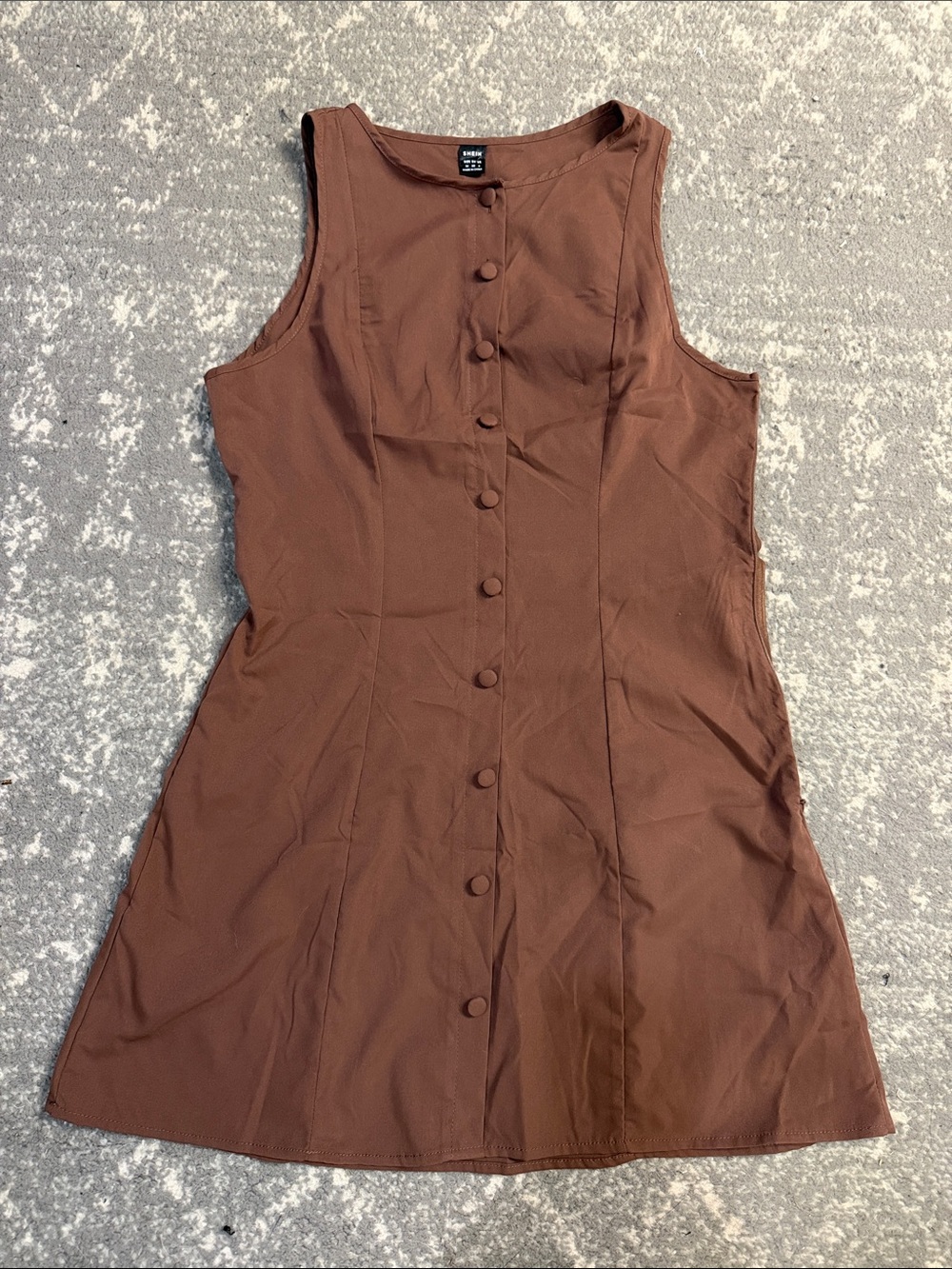 SHEIN Brown Button-Front Sleeveless A-Line Dress